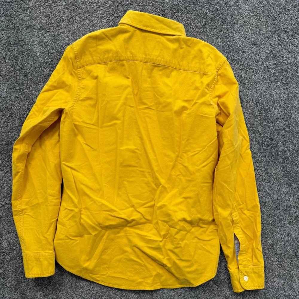 Abercrombie & Fitch Mens M Stretch Button Down Shirt Yellow Moose Logo Chamois - Picture 8 of 9